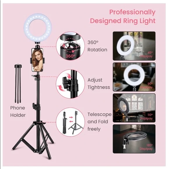 Victsing LED Ring Light with Tripods and selfie stick. NWT - Picture 5 of 6